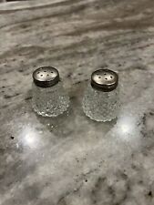 Vintage Crystal Salt & Pepper Shakers Silver Plated Tops picture