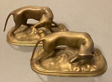 Vintage SOLID Brass Greyhound Whippet Dog Heavy Bookends (2) picture