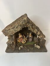 Vintage Nativity Set Wood Creche Rustic Wood Made in Italy picture