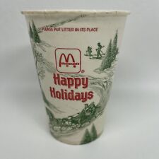 Vintage 1990 McDonalds Wax Paper Cup Christmas Happy Holidays Small Size 5