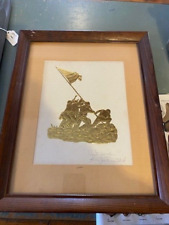 Rare Joe Rosenthal Signed Gold Embossed Print Flag Raising Iwo Jima picture