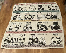 Vintage 1988 Pat Meyers Kitty Kingdom Cat Throw Blanket USA Approx 48”x59” picture