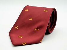 Masonic Royal Arch Crimson Woven Tie With Golden Freemasons Multiple Triple Tau picture