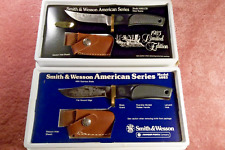 SMITH & WESSON AMERICAN SERIES KNIVES PAIR OF DEER & DUCK SCENES 1980s RARE NICE picture