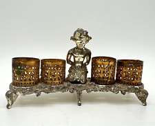 Vintage SFO SF 4 Candle Metal Gold Colored Holder - Woman w/ Hands Behind Back picture