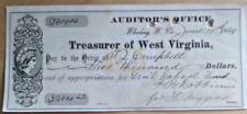 1869 West Virginia check T. J. Campbell General School Fund picture