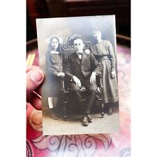 Amazing Awesome Chair Rustic Farmer Family Sunday Best Vintage Antique Photo picture