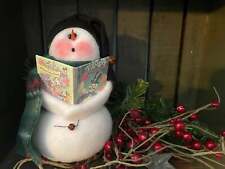 Primitive Handcrafted USA Caroling Snowman with Song Book picture
