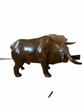 Vintage Hand Carved Ironwood Bull Made In Mexico Sleek & Brilliantly Polished picture