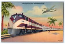 1942 Streamliner Champion Clearwater FL WW2 Soldier Mail Train Airplane Postcard picture