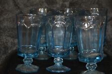 Fostoria Glass Virginia Light Blue Heavy Pressed Manganese Glass Set Of 6 picture