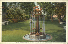 1931 Plymouth,MA Mayflower Fountain,Pilgrim Hall Park Massachusetts Postcard picture