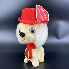 Vintage Japan Valentine Styrofoam Dog Poodle Red Top Hat Valentine Decor Rare picture