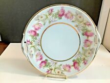 Vintage PK Silesia Decorative Plate Porcelain Pink White Roses White Gold Trim picture