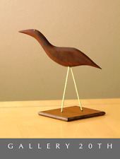 SUPERB MID CENTURY MODERN TEAK BIRD SCULPTURE VTG 1950S ICONIC GOOGLY EYES picture