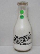 TRPQ Milk Bottle Altamont Milk Co Inc Dairy Carthage NY 1943 MILKMAN Black Var#1 picture