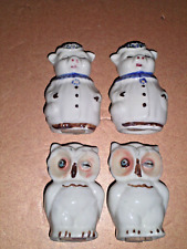 Shawnee Pottery 2 Winnie Pig/2 Owls Salt & Pepper Shakers Vintage Qty FOUR picture