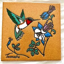 Teissedre Hummingbird Decorative Art Tile Flowers Wall Hanging Decor or Trivet picture