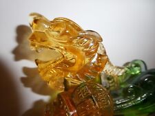 Glass Dragon Figurine on Solid Crystal Glass Base, Heavy, Mythical picture