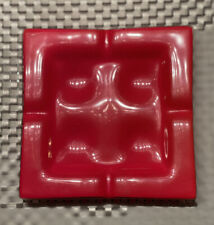 ART DECO ASHTRAY BLOOD RED 6 Inch Square Ceramic Resin Excellent Condition picture