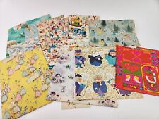 Lot Vintage Wrapping Paper Sheets MCM Retro Ephemera Children Kitschy 60s 70s picture
