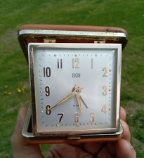 Vintage Brown Folding  ELGIN Travel Alarm Clock Tested & Working picture