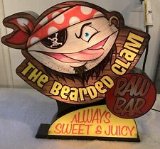 Bearded Clam Bar Lighted Sign Raw Bar Always Sweet & Juicy-WORKS GREAT & FLASHES picture