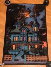 RaRe VinTagE OMINOUS MANSION VELVET BLACK LIGHT POSTER Victorian Haunted House picture
