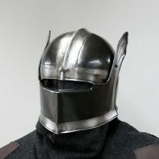 18GA Steel Blackened Medieval Dark knight Sallet Helmet Medieval German X-MASS picture