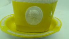 Adorable Yellow & White Musterschultz Ash Tray & Match Set 4716 Czechloslovakia picture