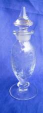 Vintage Heisey Etched Glass Perfume Bottle Clear Floral Footed  6.5 inches Tall picture