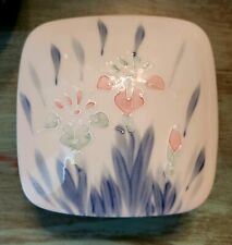 Vintage Otagiri Japan Porcelain Square Trinket Box with Lid -Raised Handpainted  picture