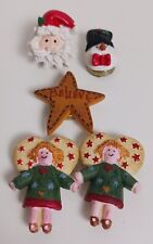 5 Vintage Christmas Button Covers Santa, Snowman,  Star And Sngels picture