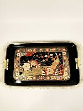 REDUCED Vintage Japan Faux Peacock Lacquer Tray ( AH-07 ) picture