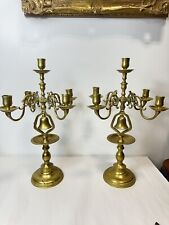 Pair Of Antique Swan Figural Brass Candlesticks 19” Tall 11” Diameter picture