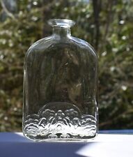 Vintage Embossed Glass Flask Bottle Cork Top Art Deco picture