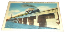 1940's ILLINOIS CENTRAL RAILROAD KENTUCKY DAM BLANK UNUSED LINEN POSTCARD picture