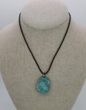 Morenci Turquoise Seafoam Nugget Sterling Leather Cord Necklace picture