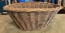 Large Oval Vintage Wicker Basket 24”x18”x9.5” Deep Woven Wood Laundry Decor picture