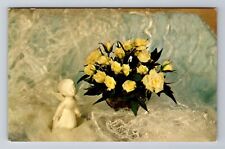Visalia CA-California, White Angel, Mini Roses, Antique, Vintage Postcard picture