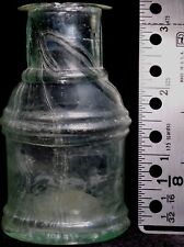 ANTIQUE AMERICAN PIONEER 1850s COLOGNE BOTTLE OPEN PONTIL CRUDE SWIRLS IN GLASS  picture