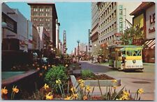 Vintage 1969 Fresno Mall Tram Line California Six Block Promenade Postcard picture