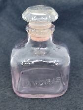Vintage Lavoris Mouthwash Clear/Pink Square Glass Bottle W/ Stopper & Starburst picture