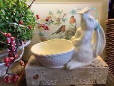 Southern Living at Dillard’s~White Rabbit w/Attached Bowl~Butterfly on Nose~Nice picture