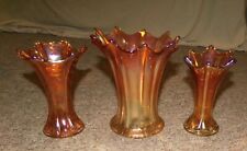 Set of 3 Vintage Carnival Glass Vases 6