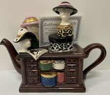 LARGE Limited Edition Signed Numbered Tony Carter Hat Box Shop Vogue Teapot NeW picture