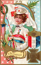 GAR Nurse Civil War Red Cross Grand Army Patriotic Postcard FCL picture