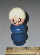 VTG Fisher Price Little People Lacing Shoe Old Woman Lady W/ Glasses ~ All WOOD picture