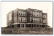 Kingsley Iowa IA Postcard RPPC Photo High School Building c1910's Antique picture
