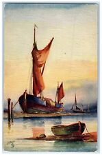 c1910's Sailboat And Boat View Montague Embossed Oilette Tuck's Antique Postcard picture